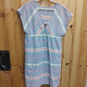 Vineyard Vines Girls Seersucker Beach Cover up Sz XL 16 Blue White Pink Coquette